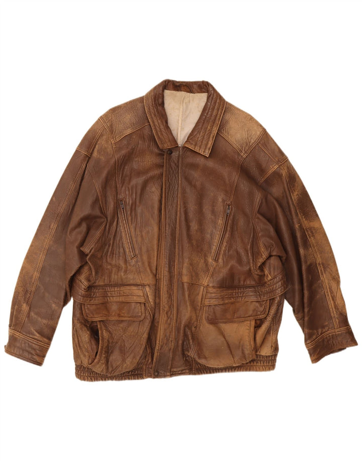 Jaqueta de couro masculina vintage UK 40 grande marrom