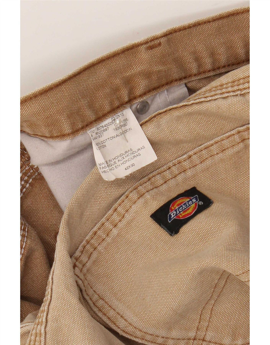 Calças cargo retas masculinas Dickies W42 L30 algodão bege