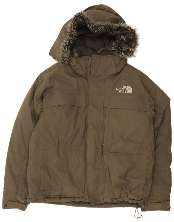 Jaqueta masculina acolchoada com capuz The North Face Reino Unido 38 Nylon cáqui médio
