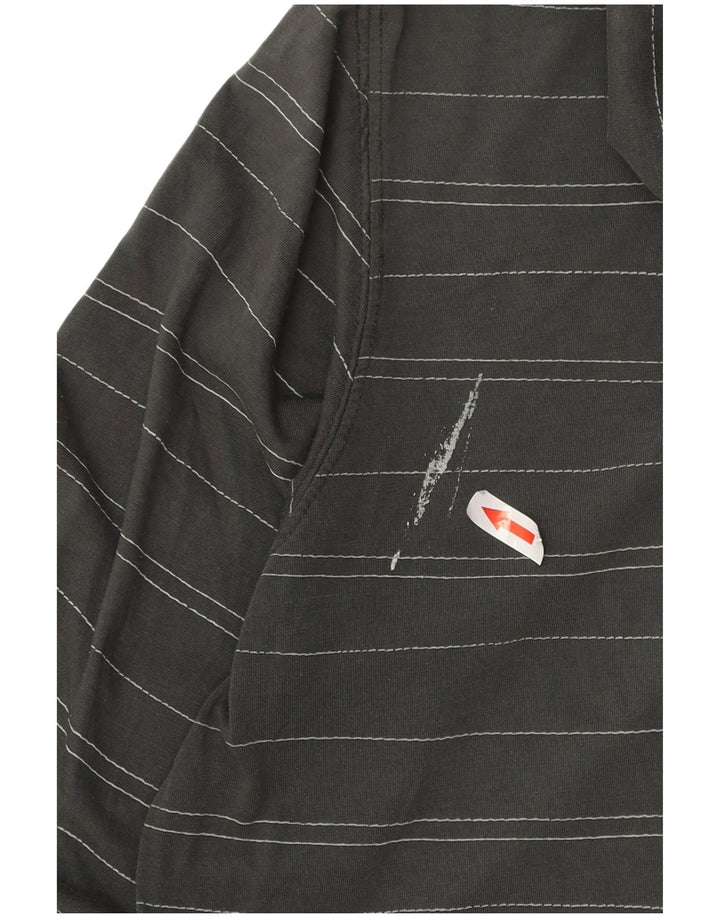 Suéter masculino Vans com capuz e zíper pequeno cinza listrado de algodão