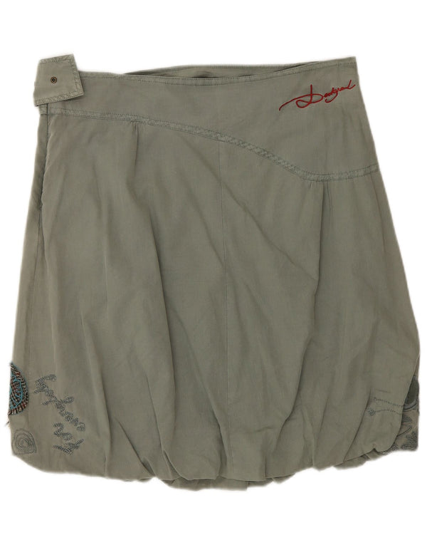 Saia bolha feminina Desigual W30 médio cáqui floral