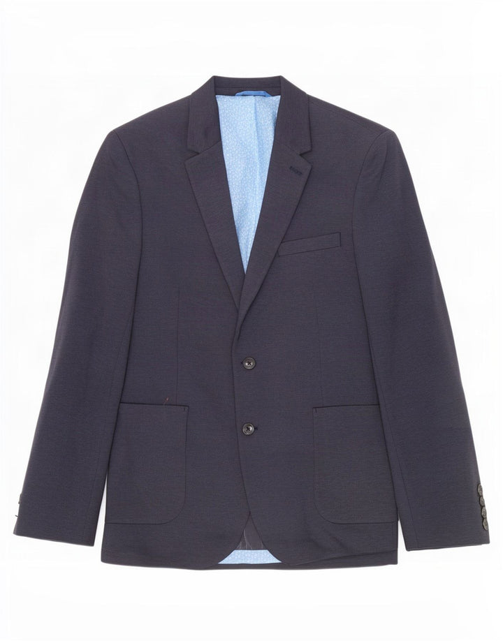 Jaqueta Blazer Slim Masculina de 2 Botões Marks & Spencer Reino Unido 42 Grande Azul Marinho