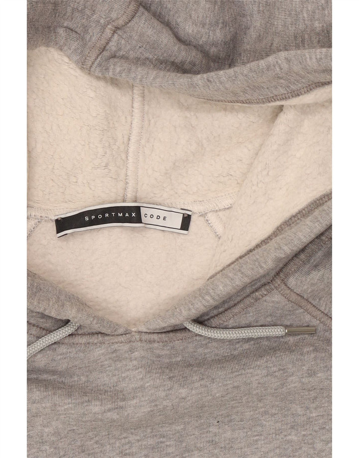 Sportmax feminino moletom com capuz UK 14 bloco colorido cinza médio