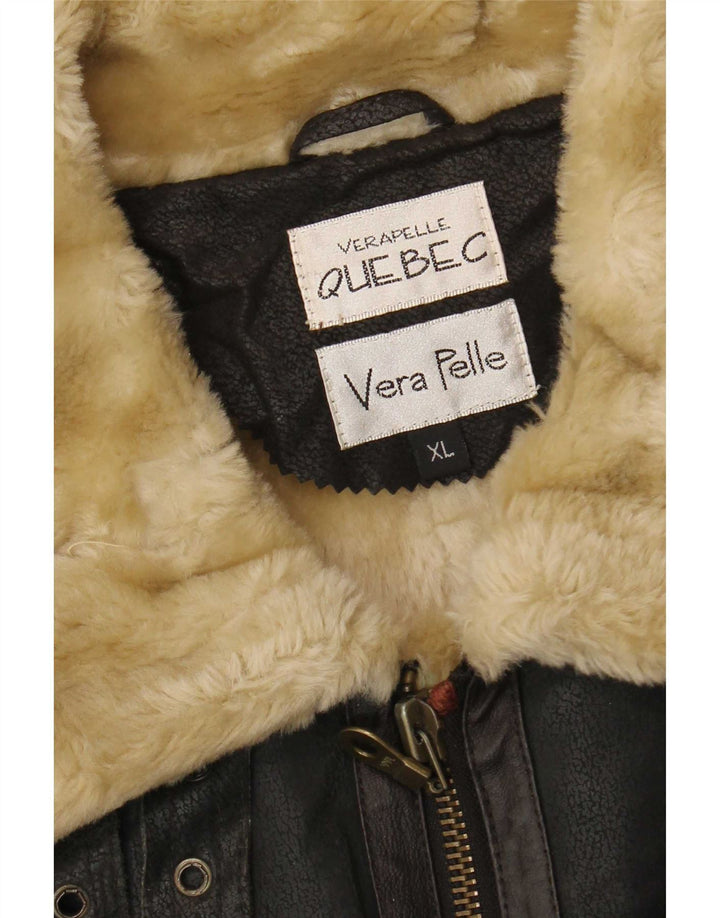 Jaqueta masculina Shearling Quebec Reino Unido 42 XL couro preto