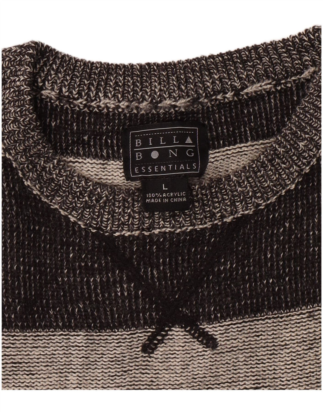 Suéter masculino Billabong com gola redonda e acrílico listrado cinza grande