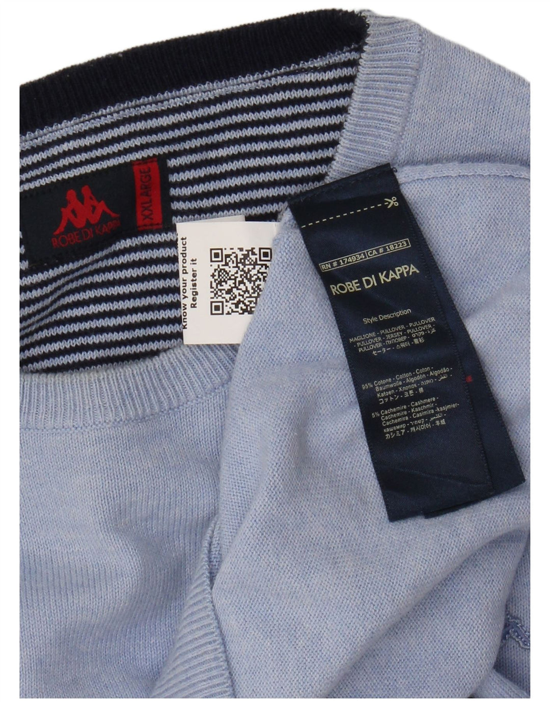 Suéter masculino Kappa com gola redonda 2XL algodão azul