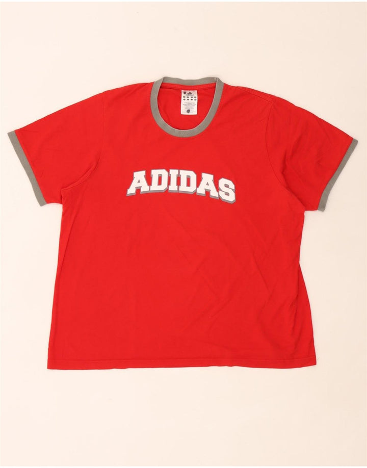 Adidas Mens Graphic T-Shirt Top Médio Algodão Vermelho