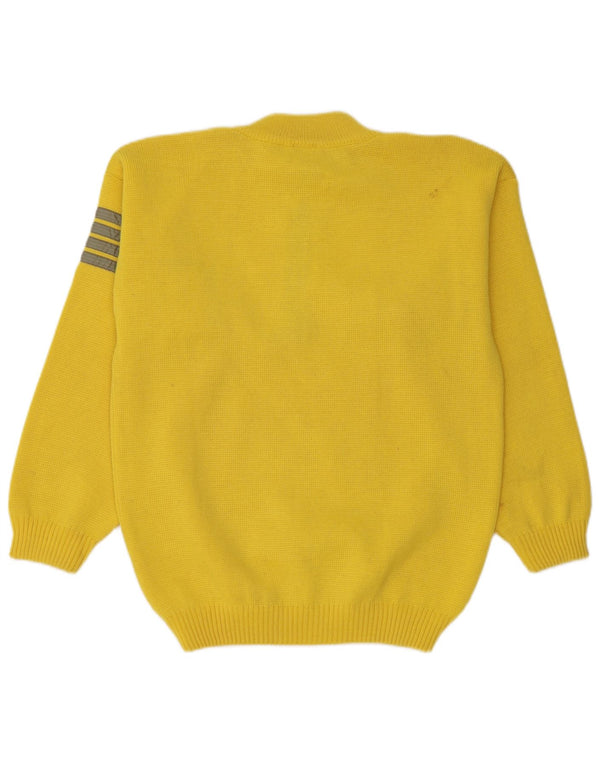 Suéter masculino vintage com zíper e pescoço IT 46 lã listrada amarela pequena