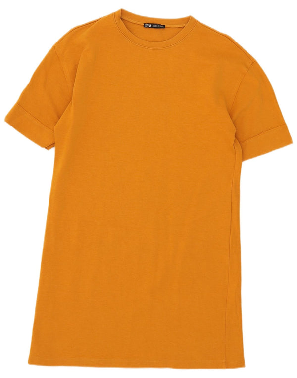 Vestido camiseta feminino Zara Reino Unido 10 pequeno laranja