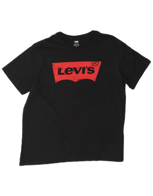 Camiseta gráfica masculina Levi's Top grande de algodão preto
