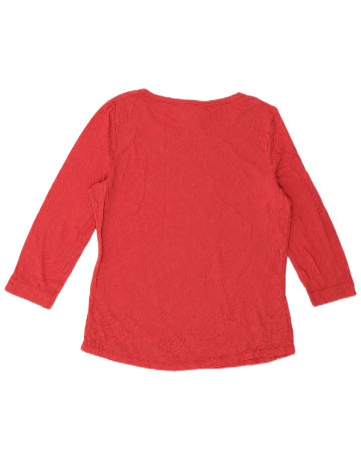 Top feminino RALPH LAUREN manga 3/4 UK 12 poliéster vermelho paisley médio