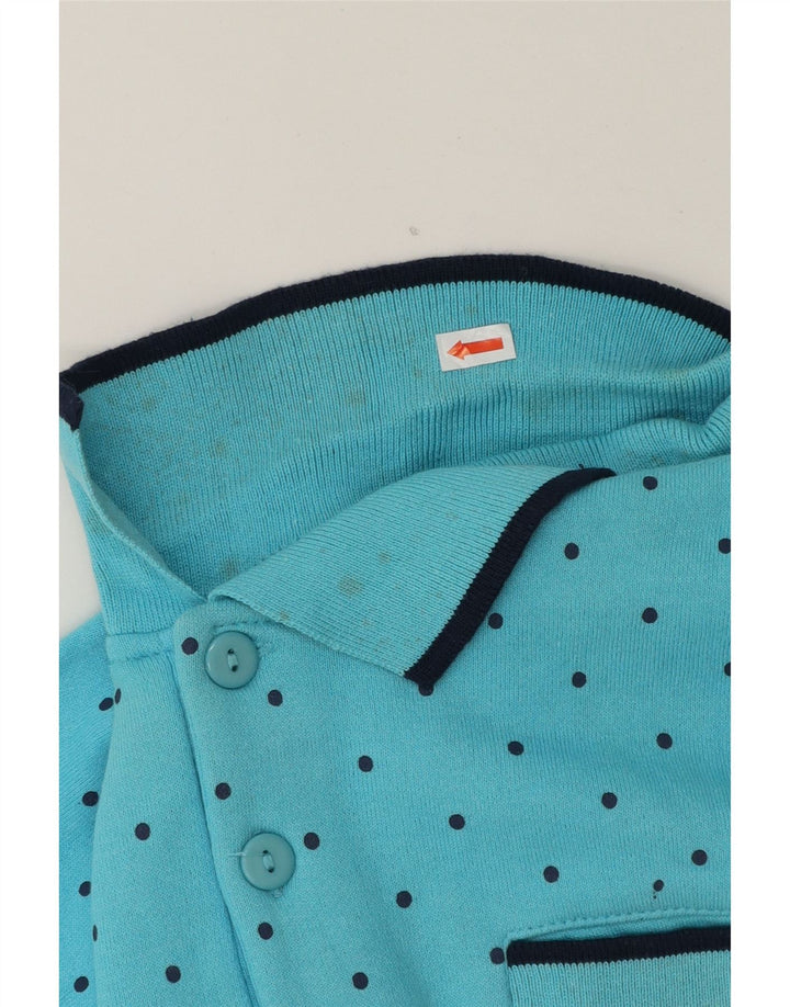 DOUGLAS Womens Polo Neck Jumper Sweater UK 18 XL Blue Polka Dot Cotton Vintage Douglas and Second-Hand Douglas from Messina Hembry 