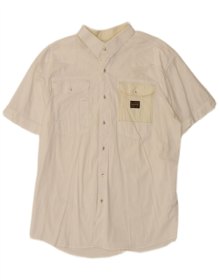 Camisa masculina de manga curta G-STAR 2XL algodão branco