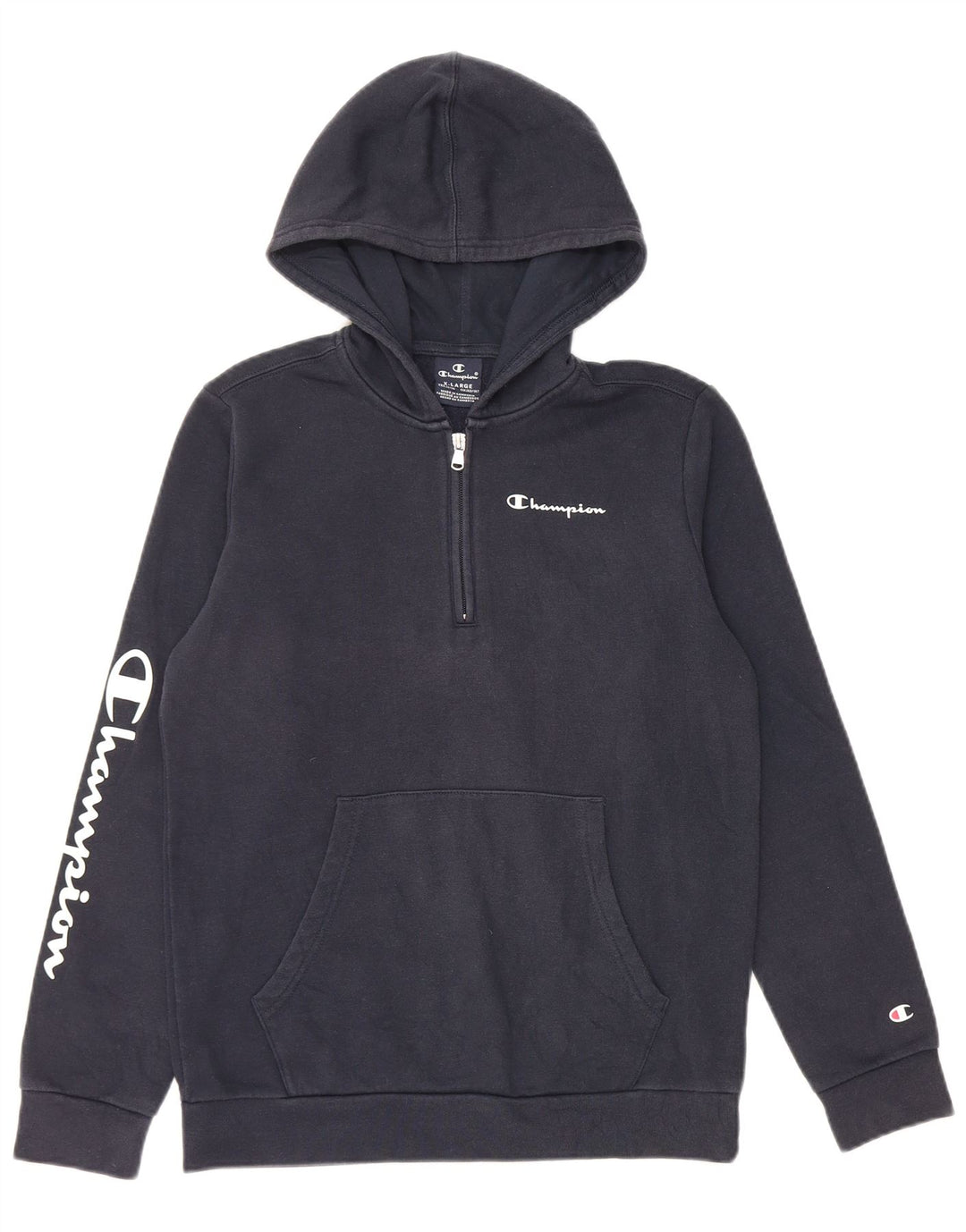 CHAMPION Suéter com capuz e gola gráfica para meninos 13-14 anos XL Azul marinho