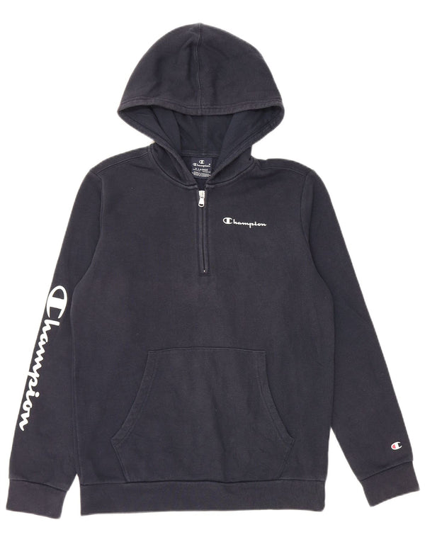 CHAMPION Suéter com capuz e gola gráfica para meninos 13-14 anos XL Azul marinho