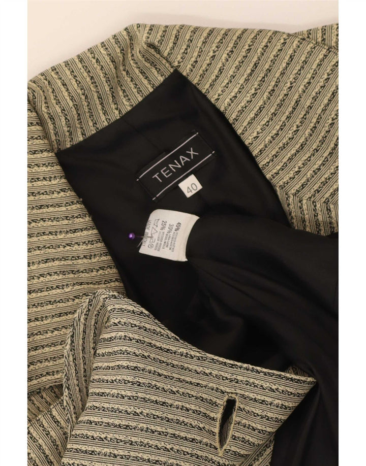 Jaqueta blazer feminina Tenax com 3 botões IT 40 acetato listrado bege pequeno