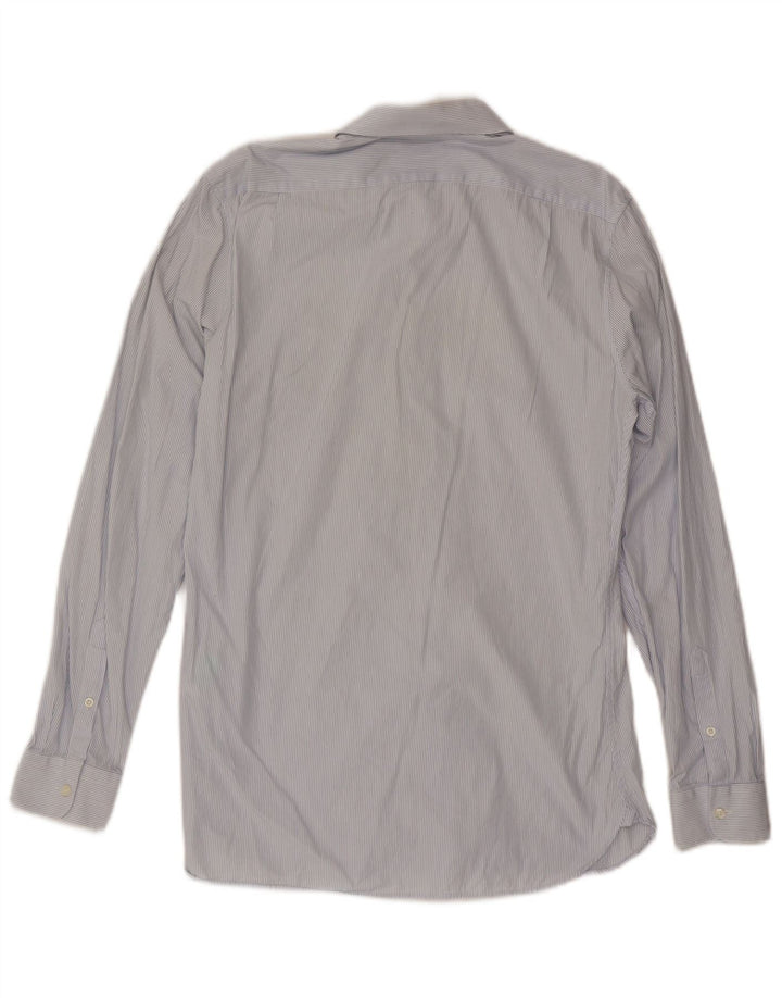 Camisa masculina Reiss Slim Fit de algodão listrado azul médio