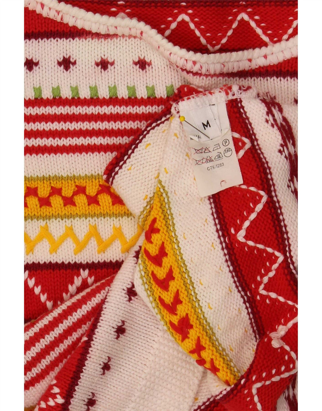 Suéter feminino vintage com gola canoa UK 12 médio multicolorido