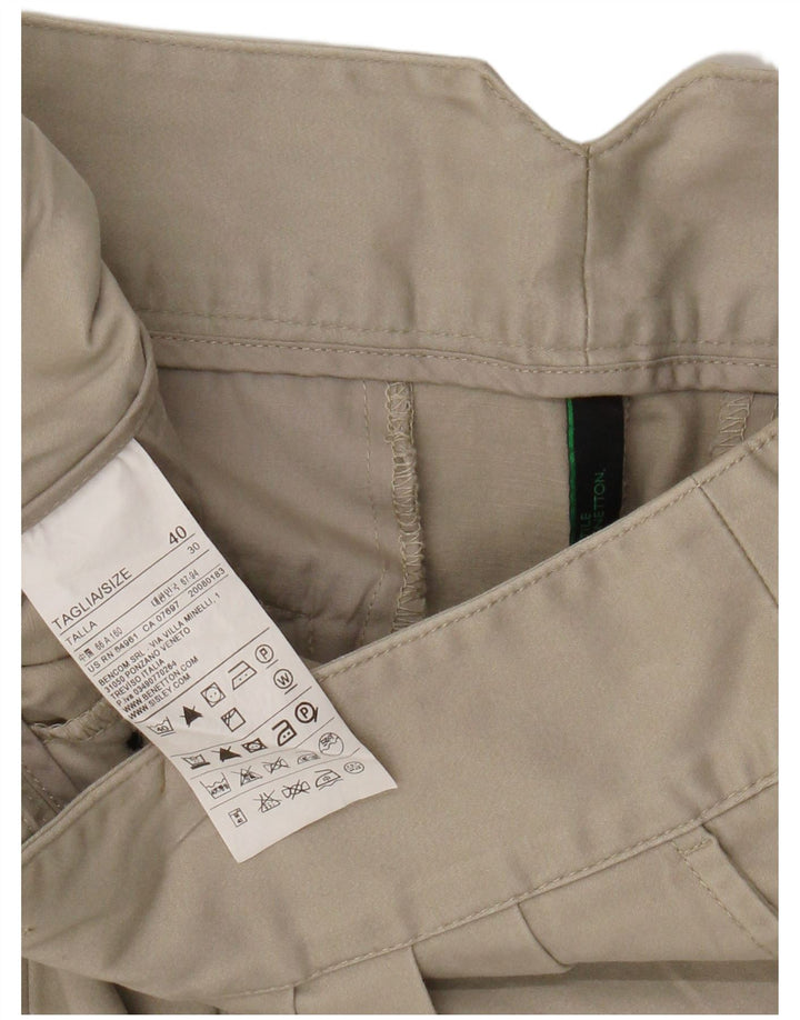 Mini saia feminina BENETTON IT 40 pequena W28 algodão bege