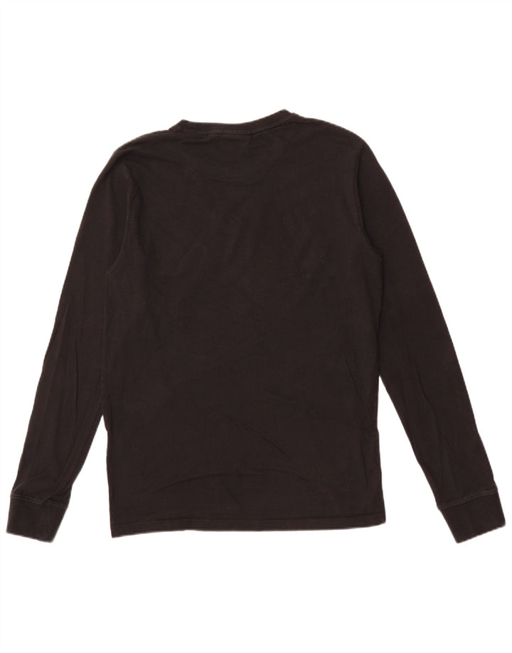 SUPERDRY Top masculino de manga comprida de algodão preto médio