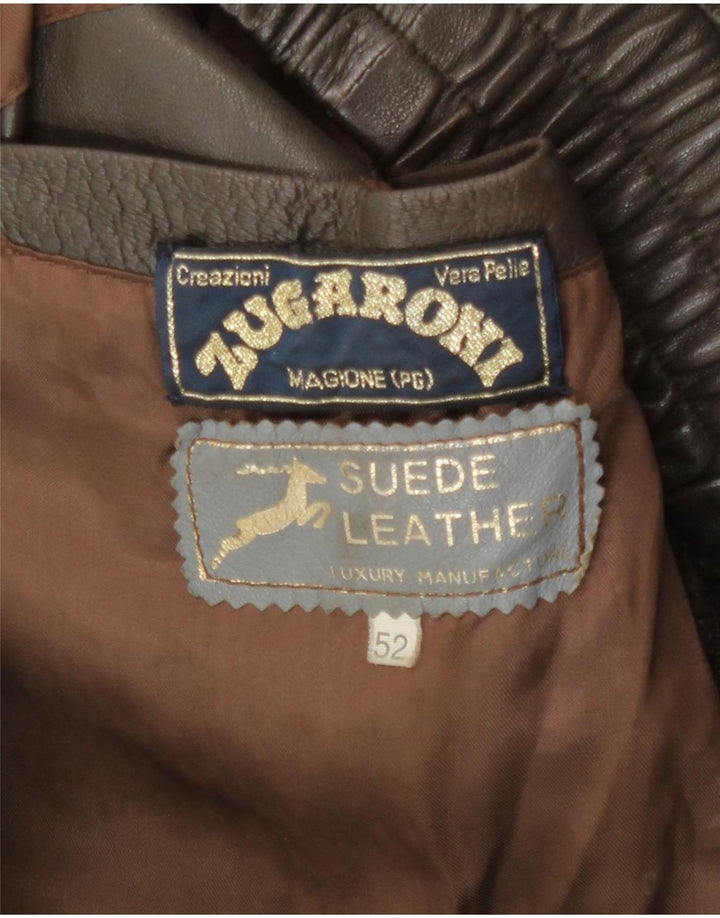 Jaqueta de couro masculina vintage IT 52 XL couro marrom