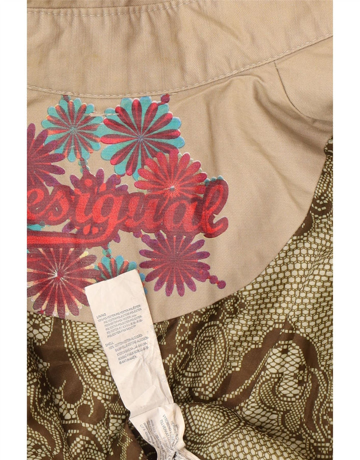 Trench coat feminino Desigual duplo breasted UE 38 médio bege floral