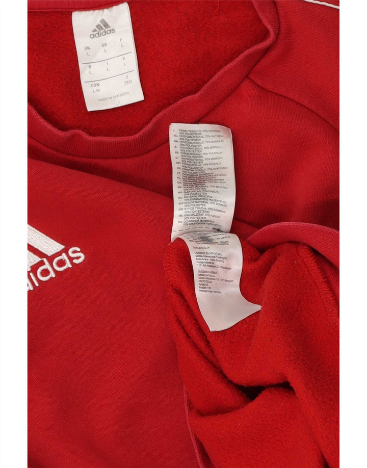 Adidas Mens Moletom Jumper Grande Algodão Vermelho