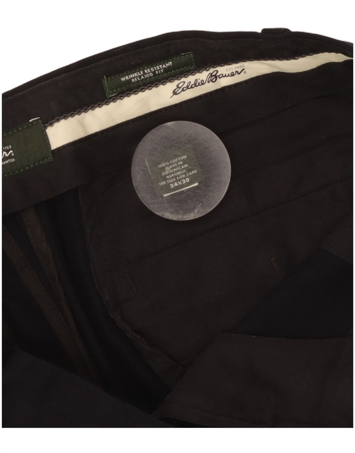 Eddie Bauer Calça masculina casual de ajuste relaxado W34 L30 algodão preto