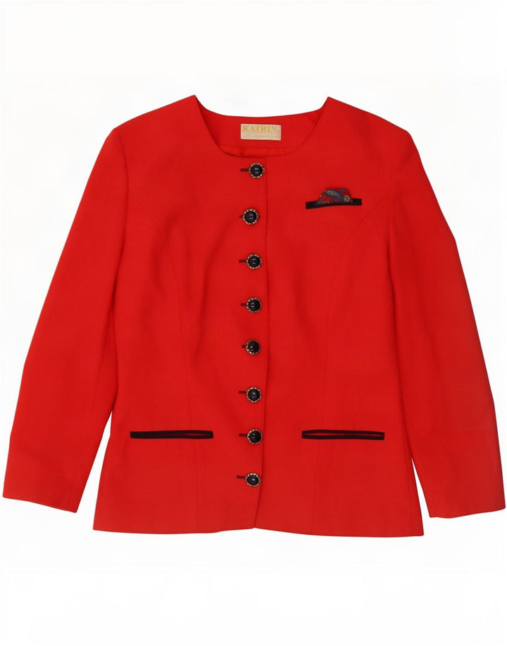 Jaqueta blazer feminina Katrin com 8 botões Reino Unido 14 vermelho médio