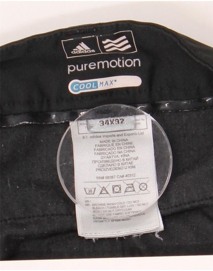 Adidas Mens Coolmax Straight Chino Calças W34 L32 Poliéster Preto