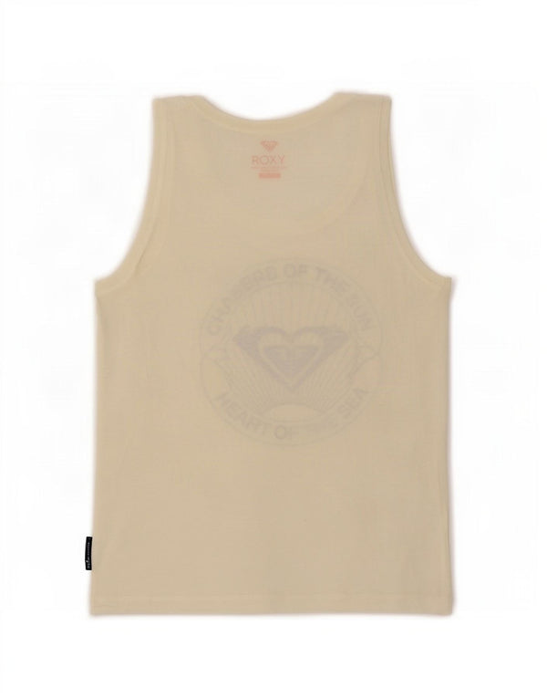 Roxy Womens Graphic Vest Top UK 10 Pequeno Off White