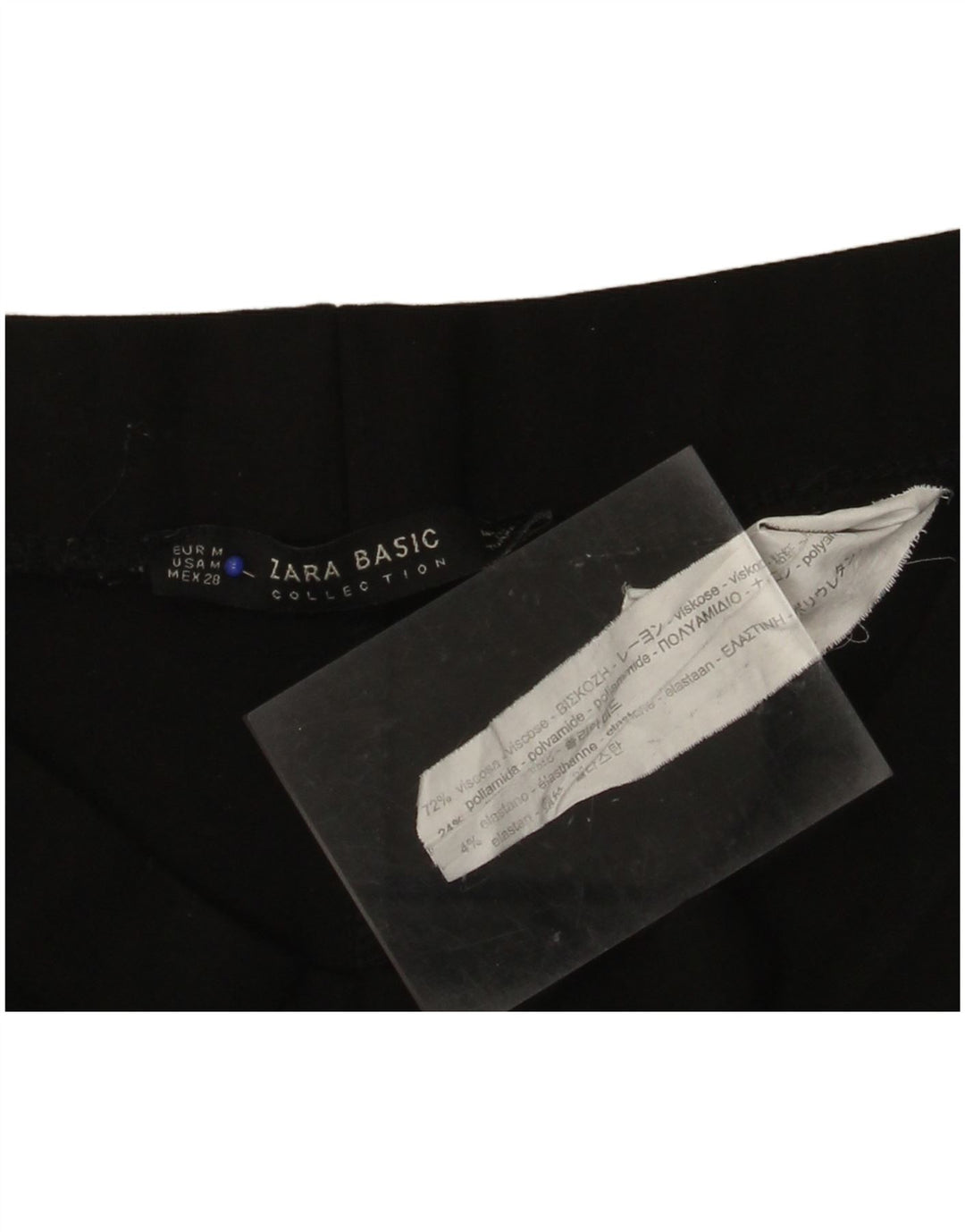 Calça de treino feminina ZARA UK 12 viscose listrada preta média