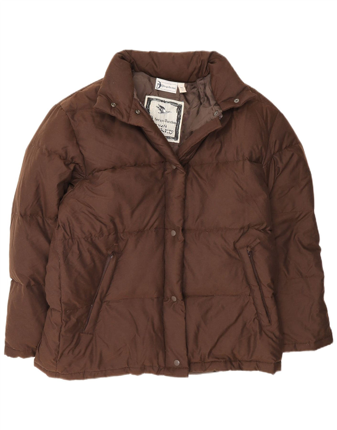 Jaqueta acolchoada feminina Sergio Tacchini UK 14 médio marrom poliamida