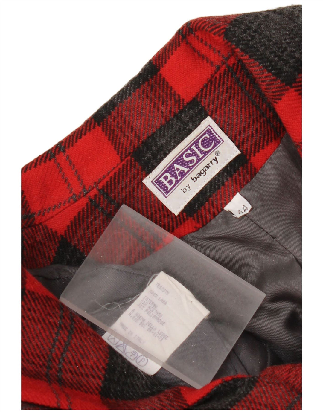 Jaqueta blazer feminina Bagarry com 3 botões IT 44 lã xadrez vermelha média