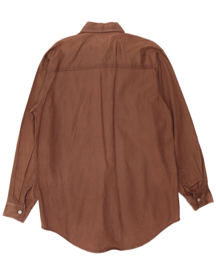 Camisa alta masculina Levi's pequena de algodão marrom