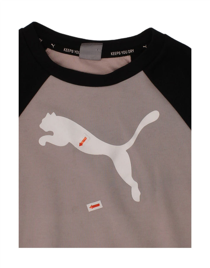Suéter gráfico PUMA para meninas 11-12 anos cinza colorblock