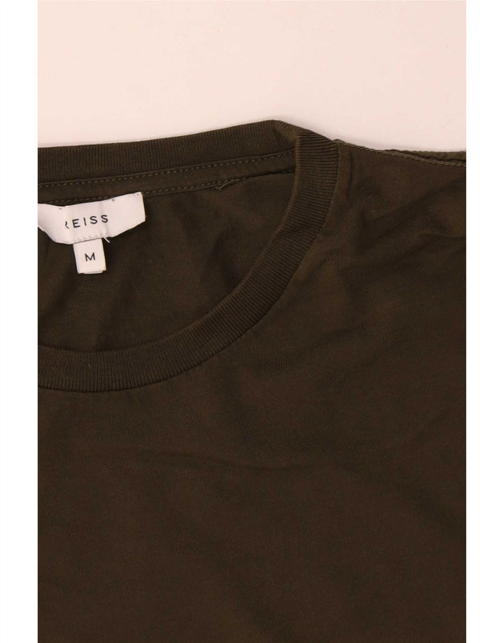 Camiseta masculina Reiss Top médio de algodão cáqui