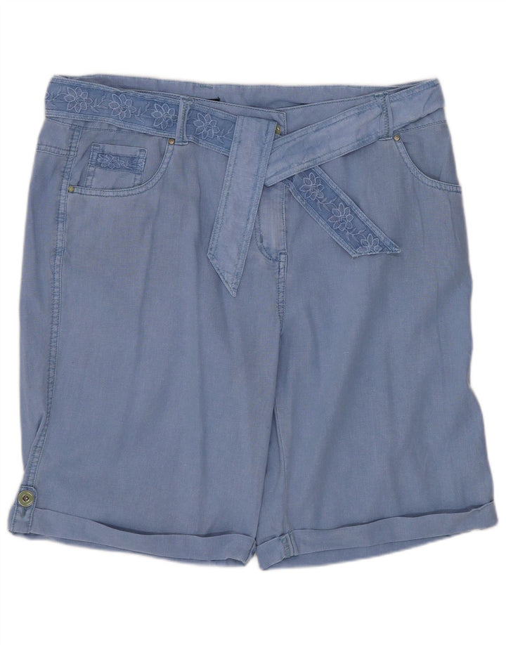 Shorts casuais femininos M&Co Reino Unido 14 grande W34 linho azul