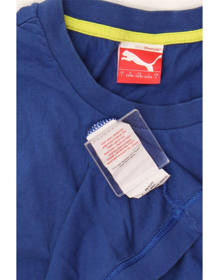 Puma Mens Graphic Vest Top Grande Algodão Azul