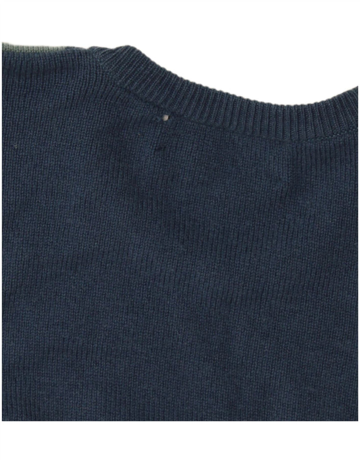 Lyle & Scott Suéter masculino com gola redonda grande azul marinho Argyle/Diamante