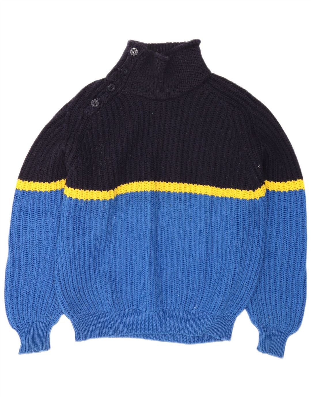 Suéter masculino Ocean Star com gola redonda IT 52 grande bloco colorido azul