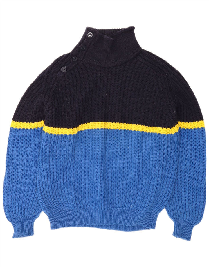 Suéter masculino Ocean Star com gola redonda IT 52 grande bloco colorido azul
