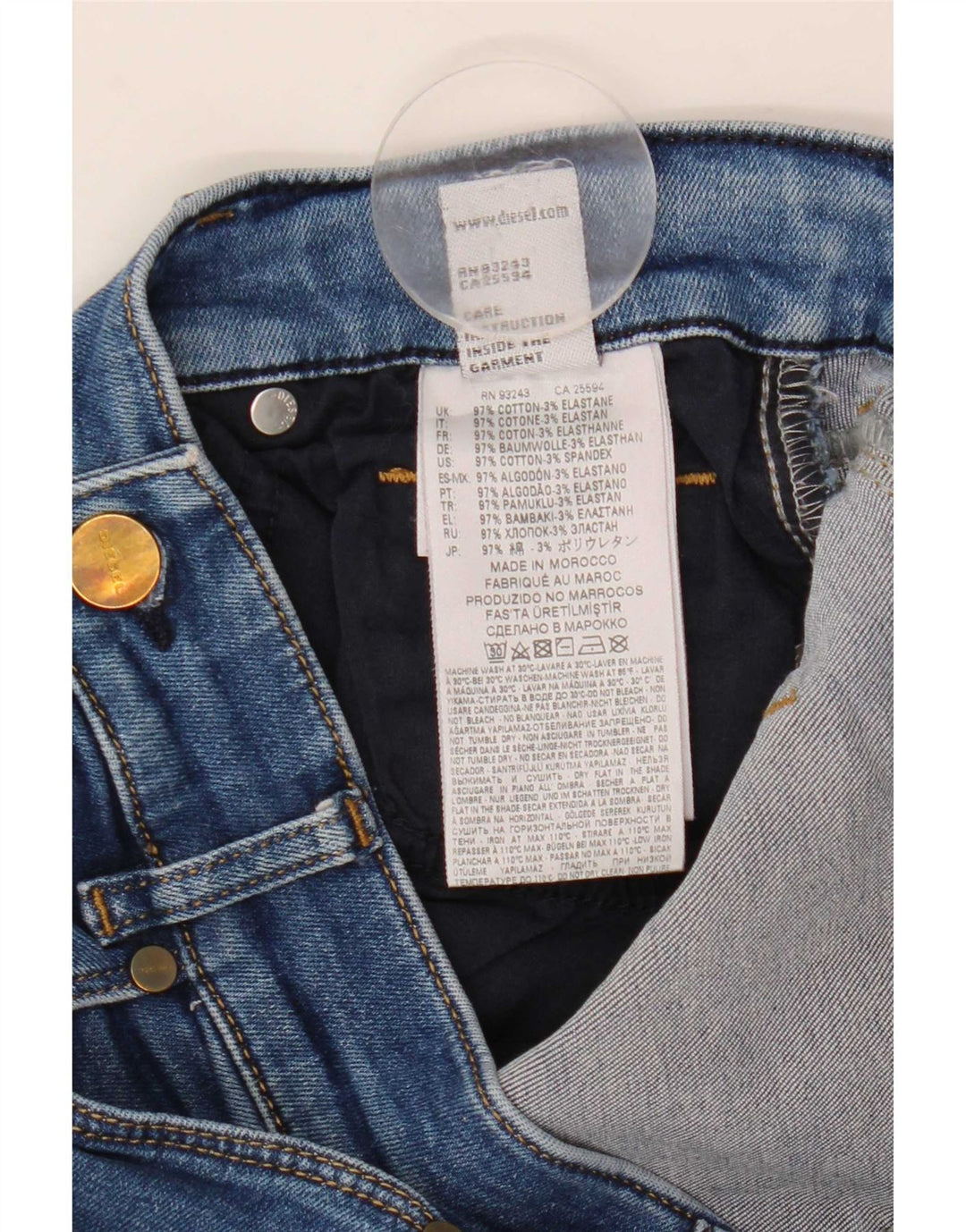 Diesel feminino Sandy Regular Slim Straight Jeans W28 L29 Azul Algodão