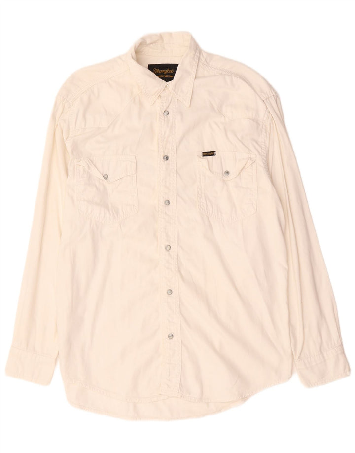 Camisa Wrangler masculina Western Denim médio algodão branco