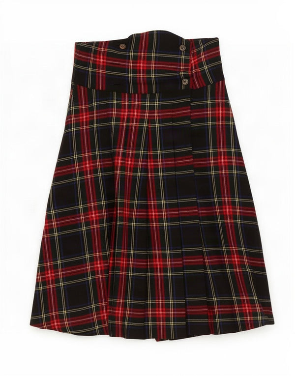 Saia feminina vintage US 2 XS W28 lã xadrez multicolorida