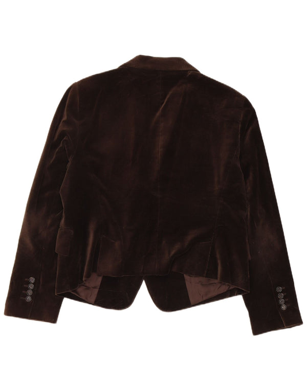 Zara Jaqueta blazer feminina de veludo com 2 botões Reino Unido 18 XL marrom algodão