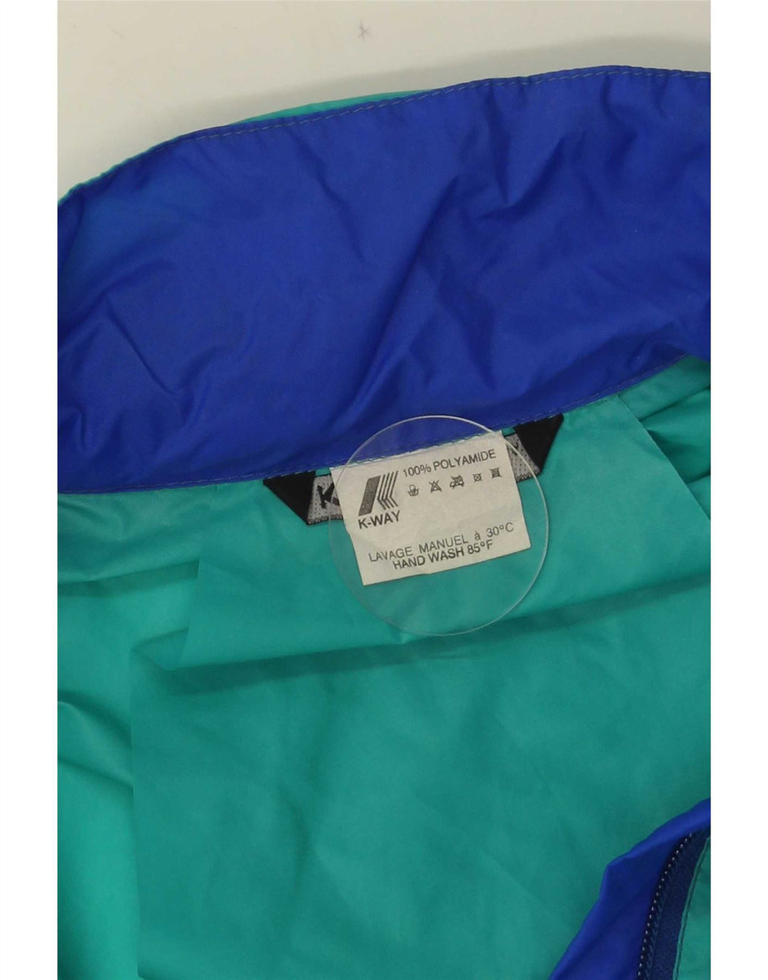 Jaqueta de chuva masculina com capuz K-Way UK 38 poliamida colorblock verde médio