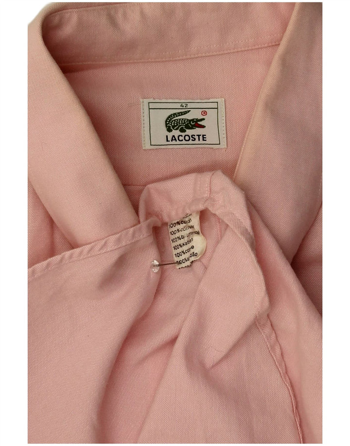 Lacoste camisa masculina de manga curta tamanho 42 grande algodão rosa