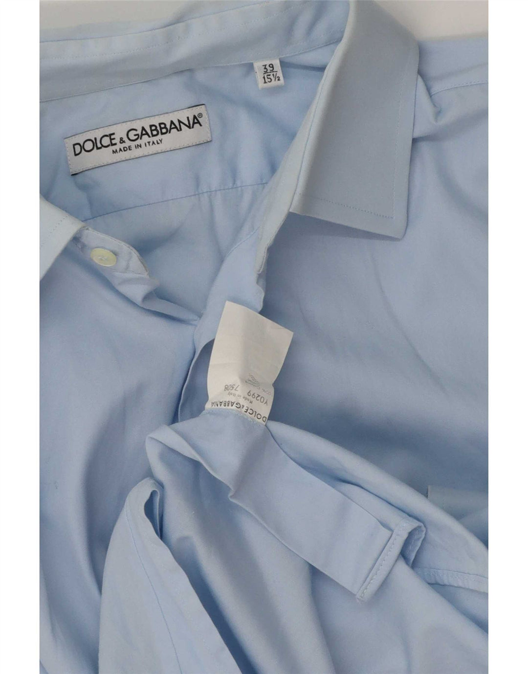Camisa masculina Dolce & Gabbana tamanho 39 15 1/2 algodão azul médio