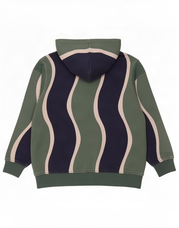 Fila Girls Hoodie Jumper 11-12 Years Green Striped Cotton